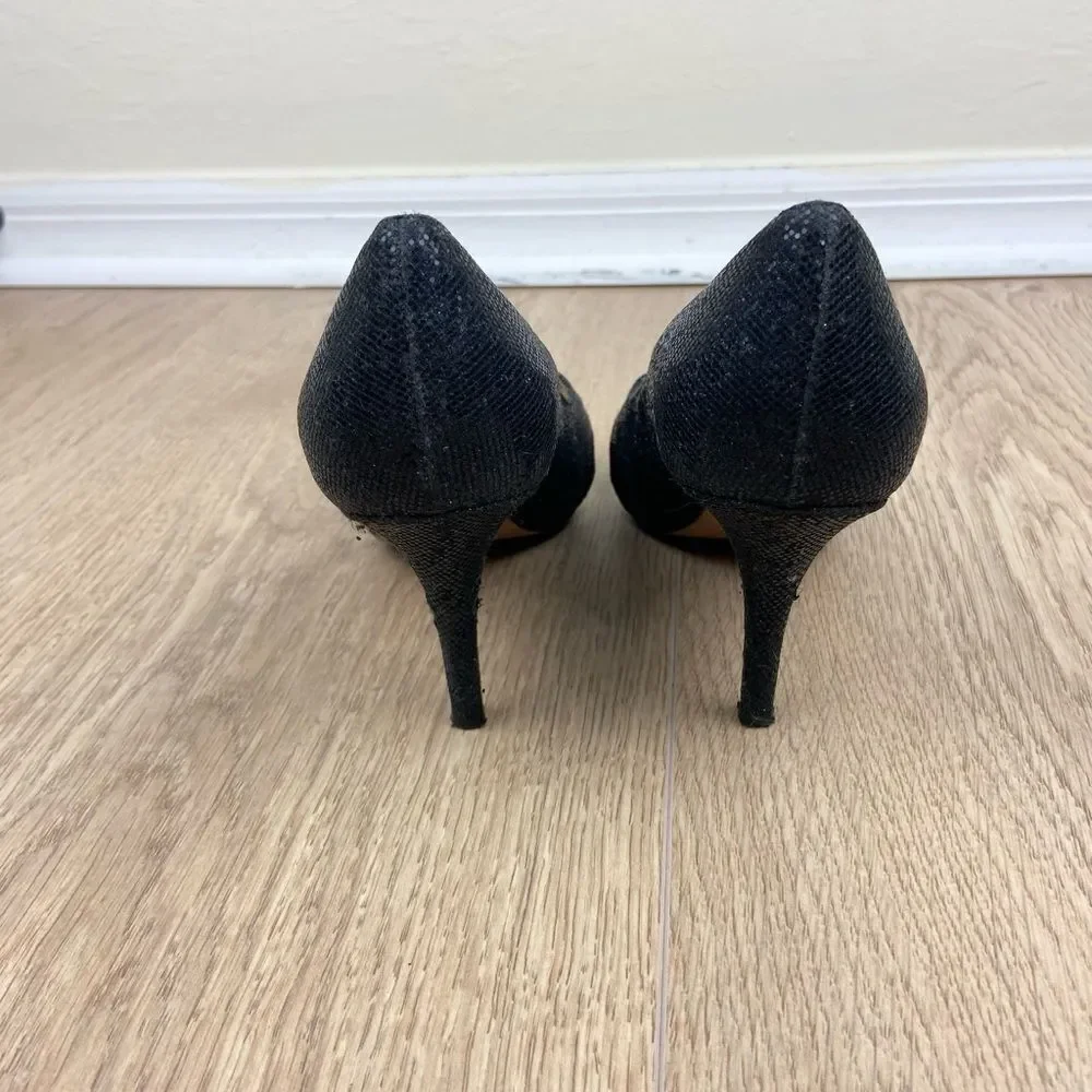 Kate Spade New York Billie Peep Toe Pump Heels - Black Sparkle